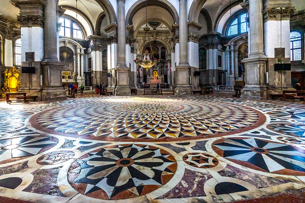 Complicated tile floor Santa Maria della Salute Church-Venice-Italy-Competed in 1681